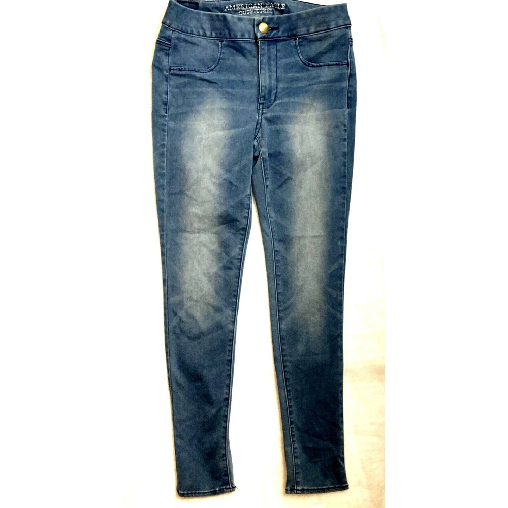 American Eagle Sz 4 short Womens Sateen Super Stretch Pants Jegging Blue